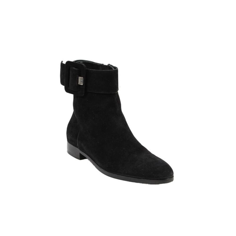 Sergio Rossi Womens Suede Side Buckle Zip Up Ankle Boots Black Size 37 7